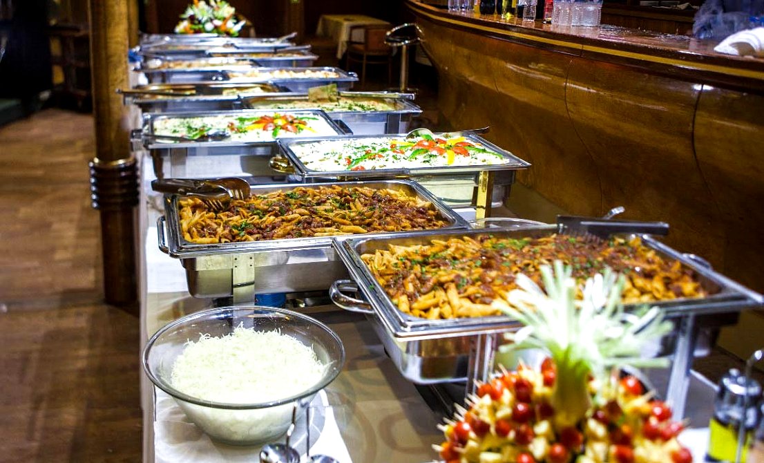 Buffet on board the one-day cruise ship
