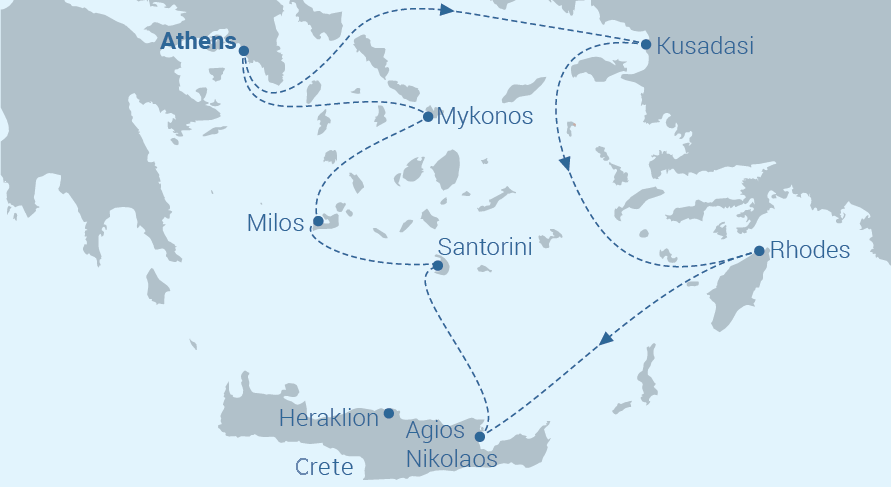 Itinerary - 7-day cruise Idyllic Aegean - 5 Greek Islands & Turkey